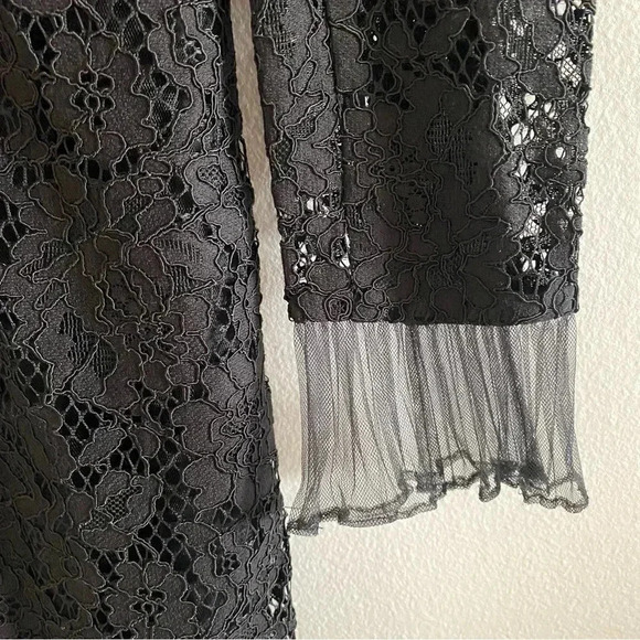 J. Crew Black Lace Long Sleeve Dress SZ 00 - Picture 6 of 12